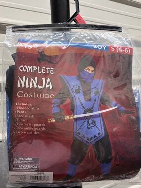 Fun World Complete Blue Ninja Halloween Costume for Boys Size Small (4-6) New